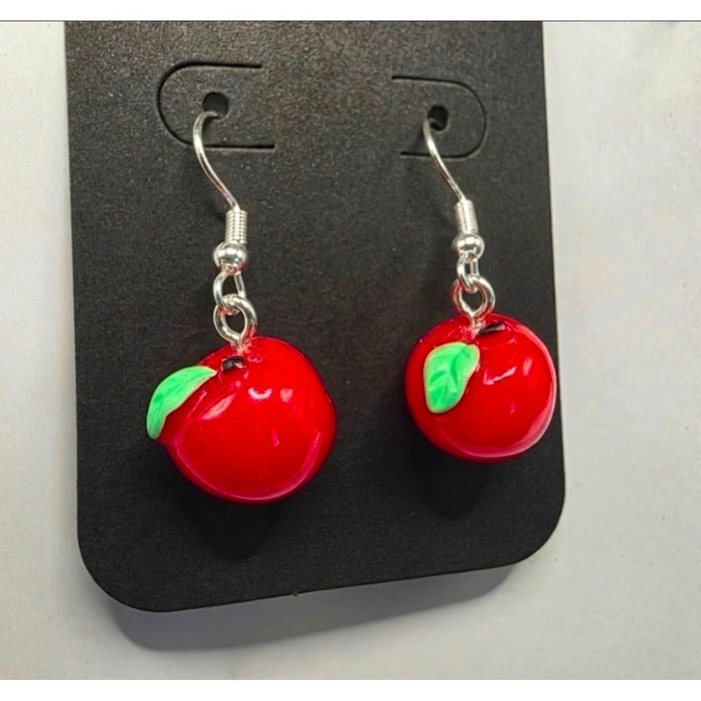 Apple Earrings Handmade Hypoallergenic Teachers / Lucifer Hazbin Hotel / Fruit